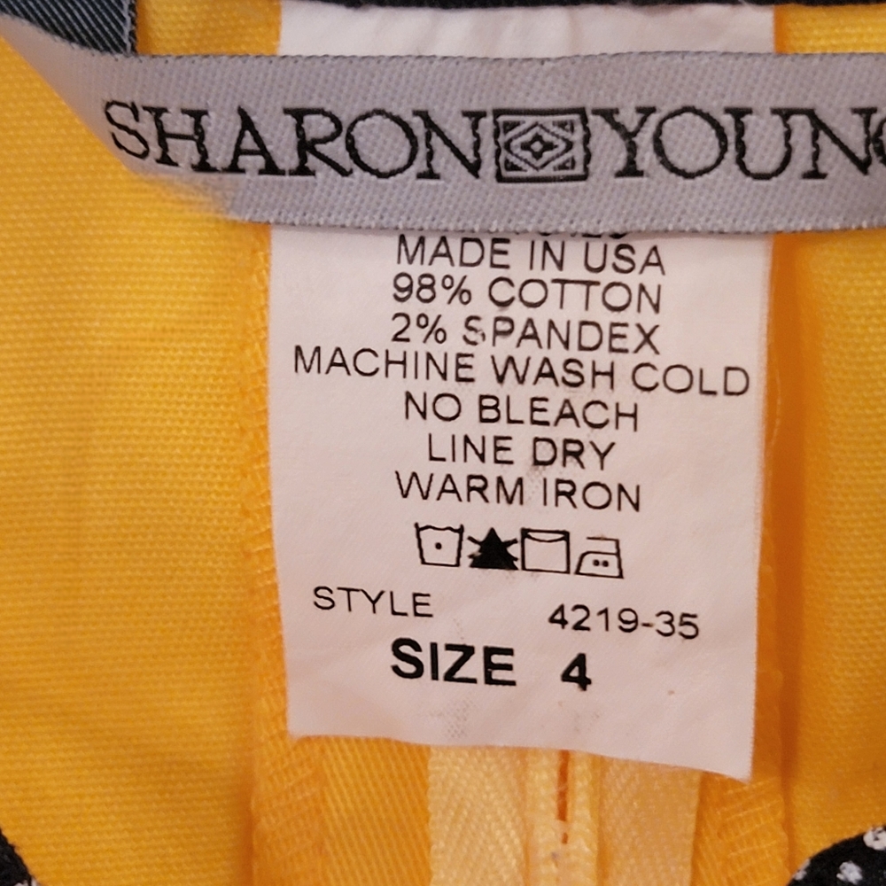Vintage Sharon Young 2-Piece Set Yellow Cotton Spandex Top & Pants Sz 4 Made USA - Picture 8 of 13